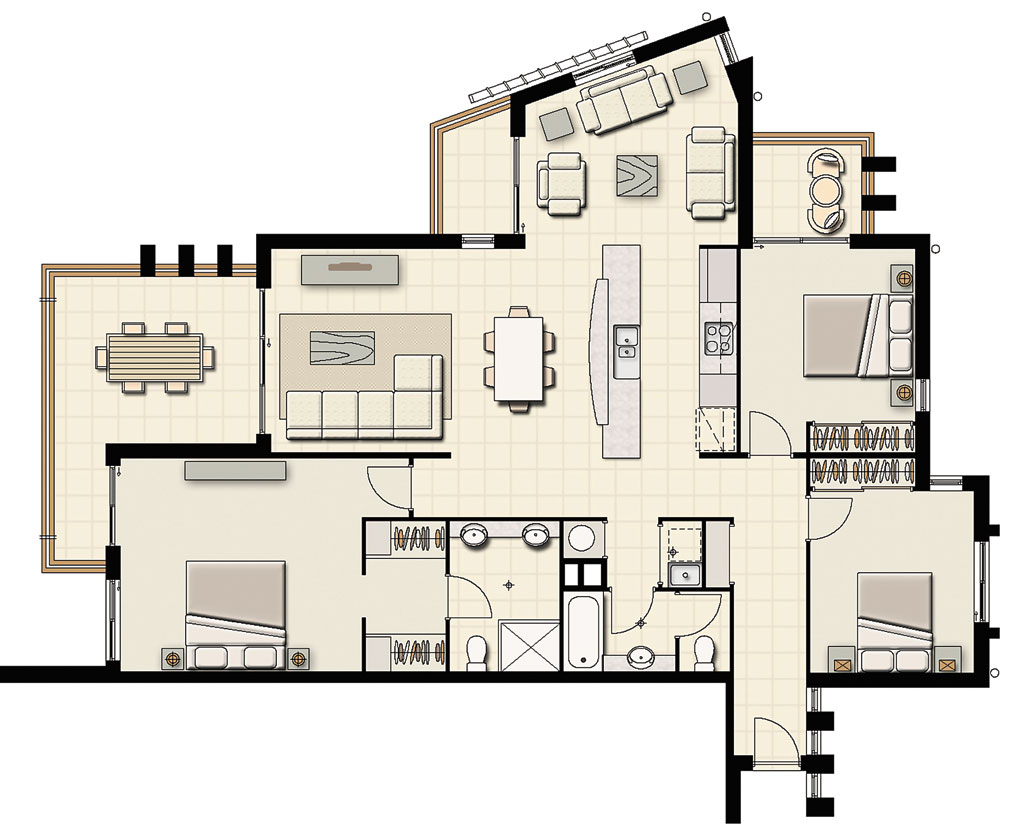 Coolum 3 bedroom penthouse floorplan