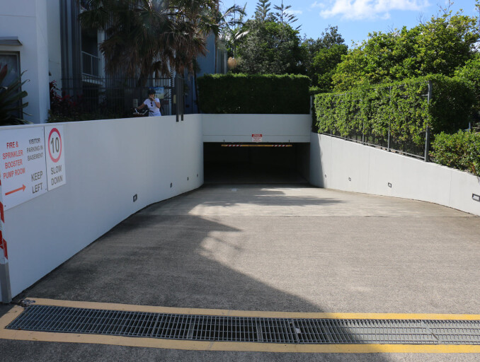 coolum at the beach resort secure undercover parking entrance