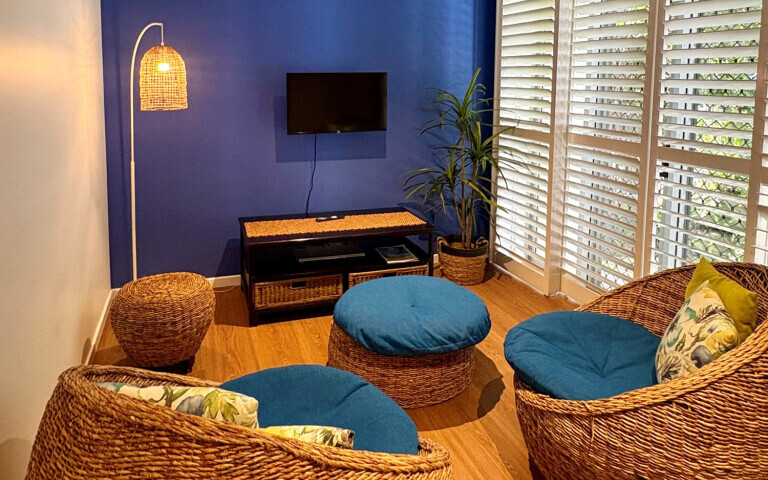 coolum at the beach 4 bedroom spa villa living tv area