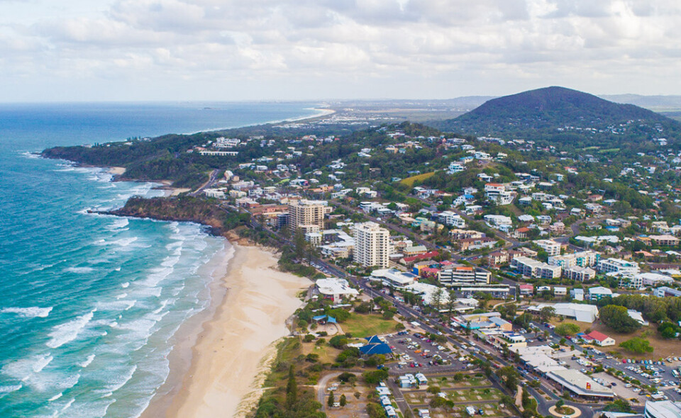 Coolum Beach aerial view